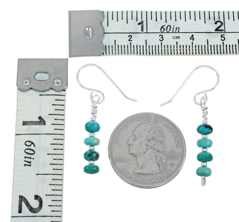 Authentic Southwest Turquoise Sterling Silver Bead Hook Earrings X10400